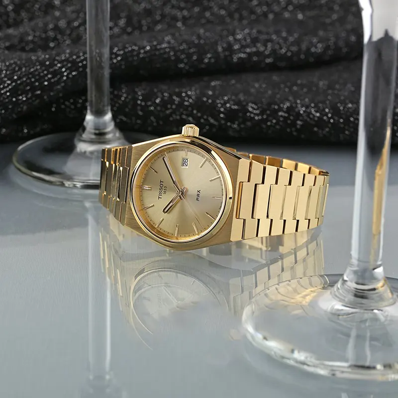 Tissot PRX 35mm Champagne Dial Gold-tone Unisex Watch- T137.210.33.021.00